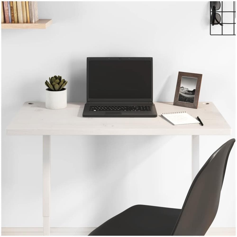 Piano Scrivania Bianco 80x40x2,5 Cm In Legno Massello Di Pino - Foto 1