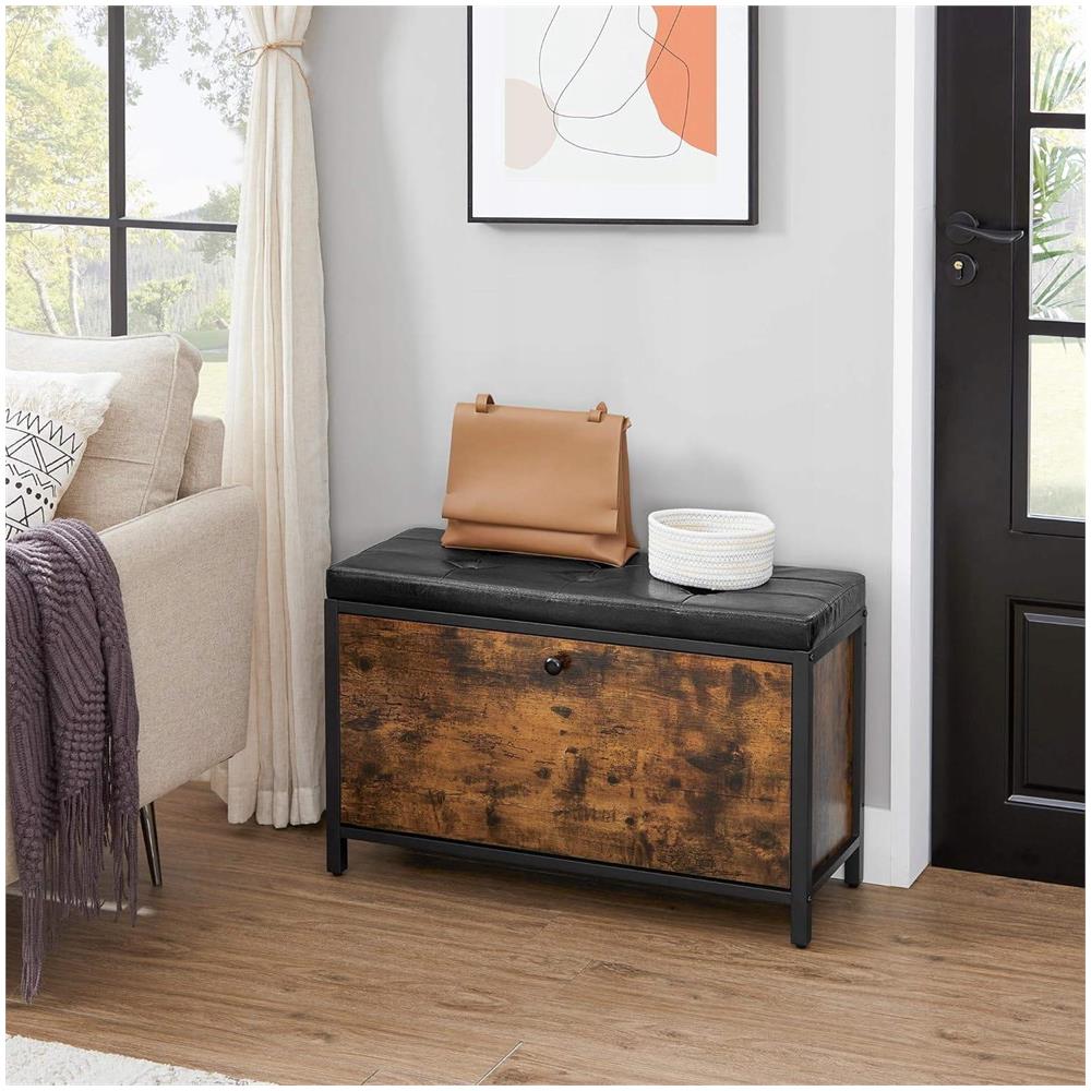 Scarpiera rustica marrone con seduta morbida in stile loft e moderno - Foto 9