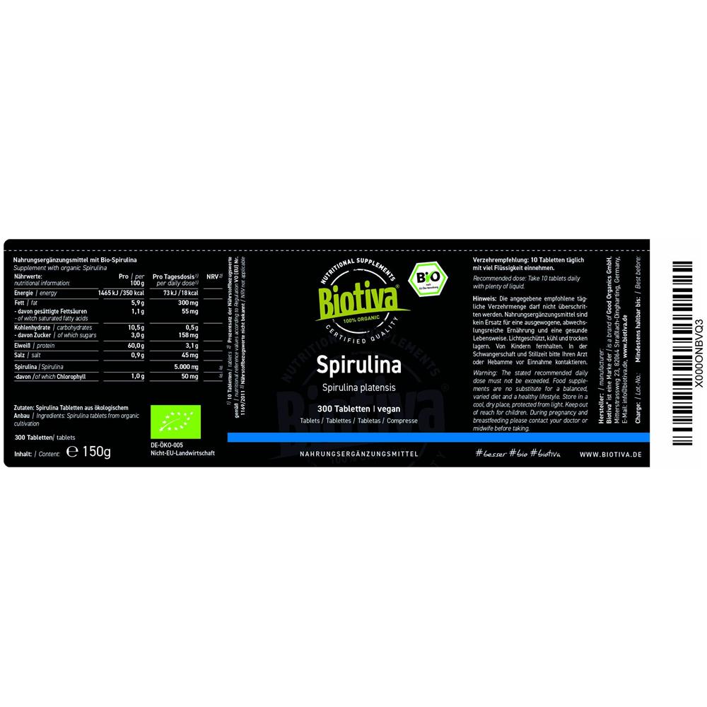 Pastiglie Di Spirulina Bio - 500g - Alta Qualità Biologica - Alta Dose - Alghe Arthrospira Platensis - Senza Stearati Di Magnesio - Confezionato E Controllato In Germania (de-eco-005)  - Foto 2