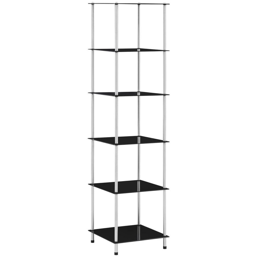 Scaffale a 6 Livelli Nero 40x40x160 cm in Vetro Temperato - Foto 1