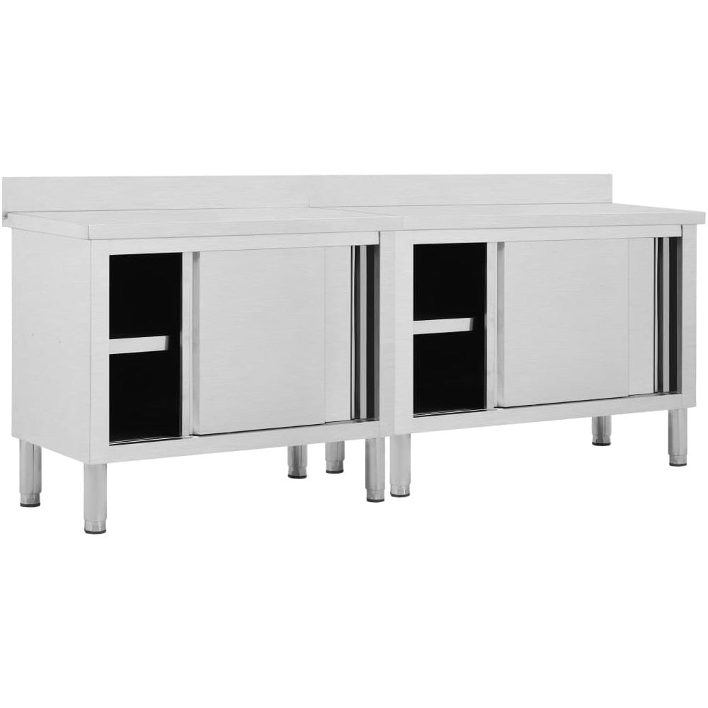 Tavoli da Lavoro Ante Scorrevoli 2 pz 240x50x (95-97) cm Acciaio - Foto 3