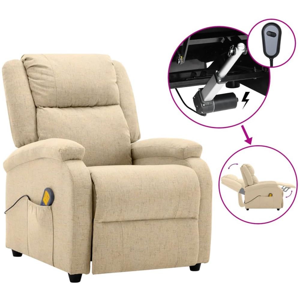 Poltrona Massaggiante Elettrica Crema in Tessuto - Foto 1