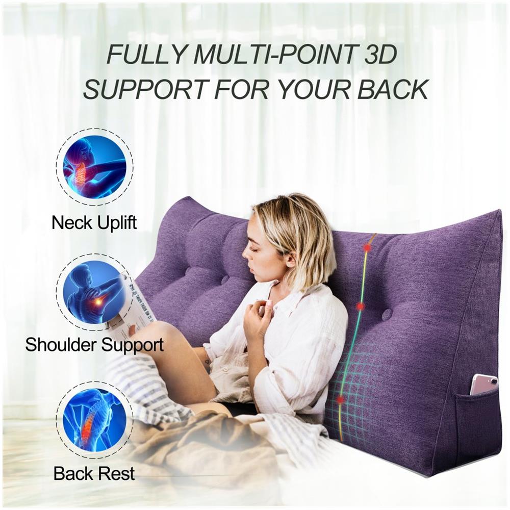 Cuscino A Cuneo Da Lettura Per Schienale, Cuscino Antireflusso Per Letto, Cuscini Gambe Lombare Di Supporto Per Divano, Grandi Testata Letto 120cm Lx20cm Px50cm A - Foto 2