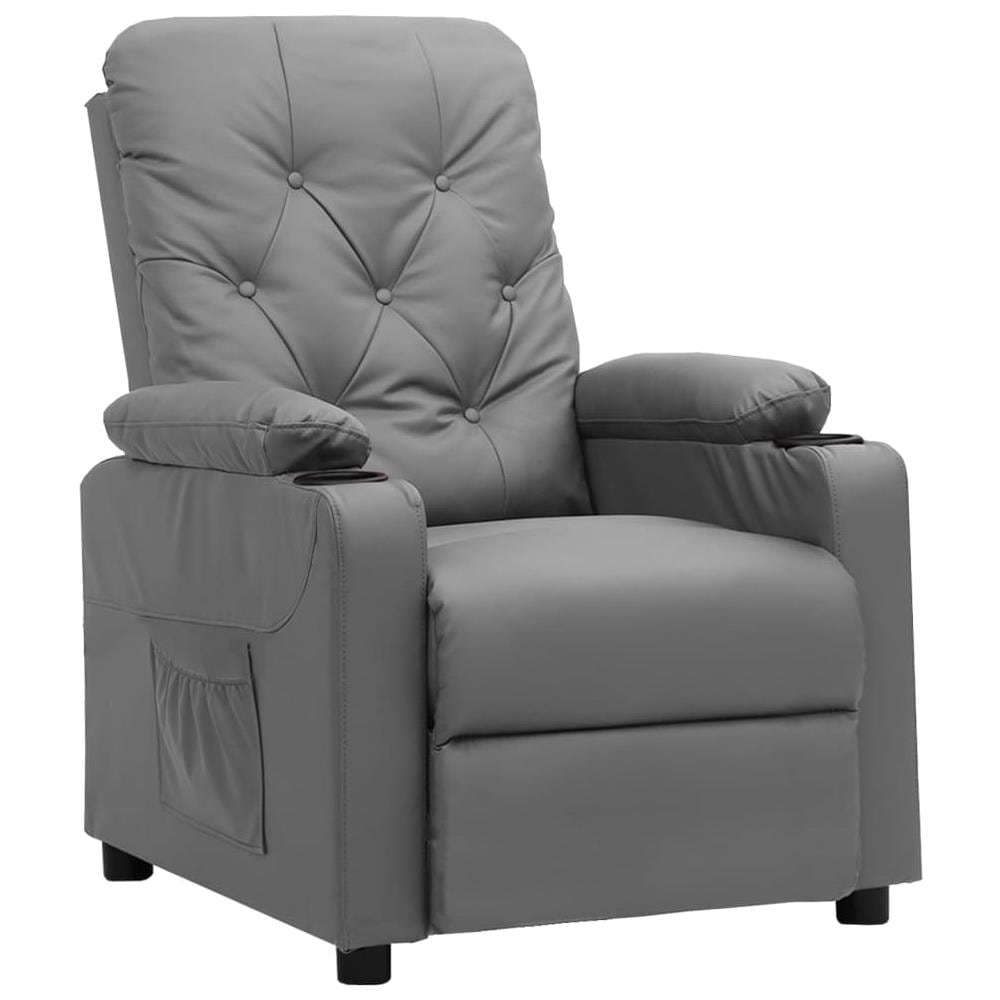 Poltrona Reclinabile Grigia In Similpelle - Foto 1