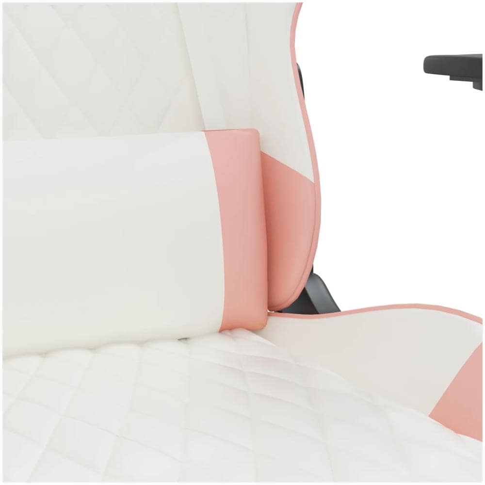 Sedia Da Gaming Con Poggiapiedi Bianco E Rosa In Similpelle - Foto 2
