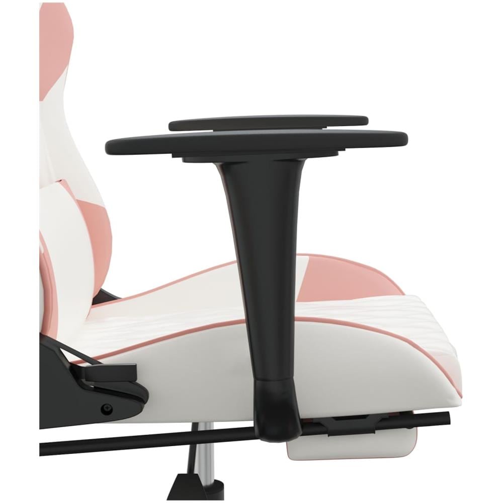 Sedia Da Gaming Con Poggiapiedi Bianco E Rosa In Similpelle - Foto 10