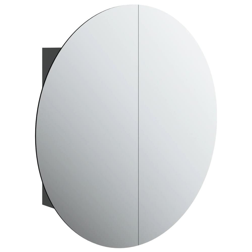 Armadio da Bagno con Specchio Rotondo e LED Nero 54x54x17,5 cm - Foto 2