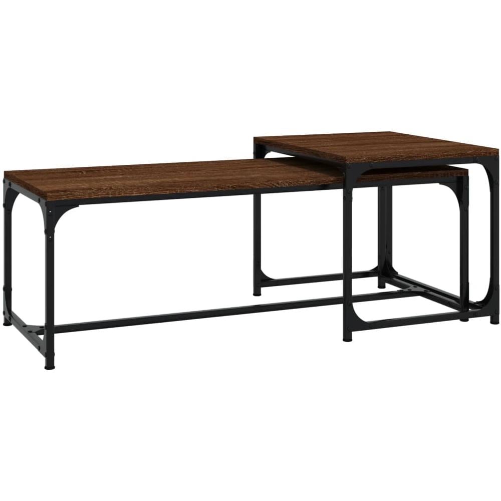 Tavolini Da Salotto 2 Pz Rovere Marrone In Legno Multistrato - Foto 2