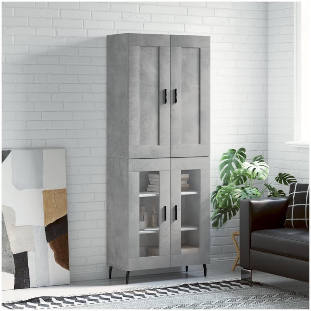 VidaXL Credenza Grigio Cemento 34,5x34x180 cm in Legno