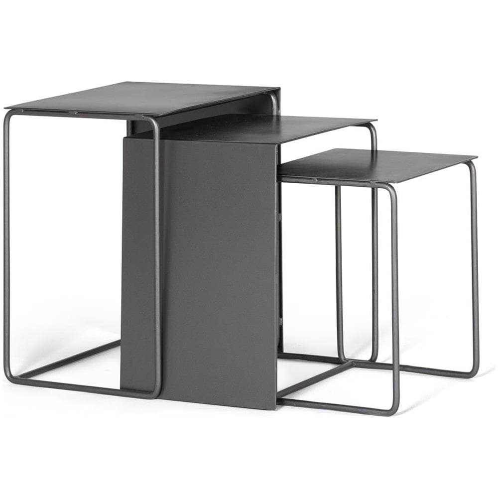 Set De 3 Tavolini In Metallo Colore Nero. - Foto 1