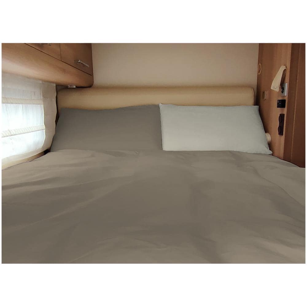 Sacco Copripiumino Camper Roulotte 100% Cotone Personalizzabile Tinta Unita Double Face Matrimoniale Panna-tortora - Foto 2