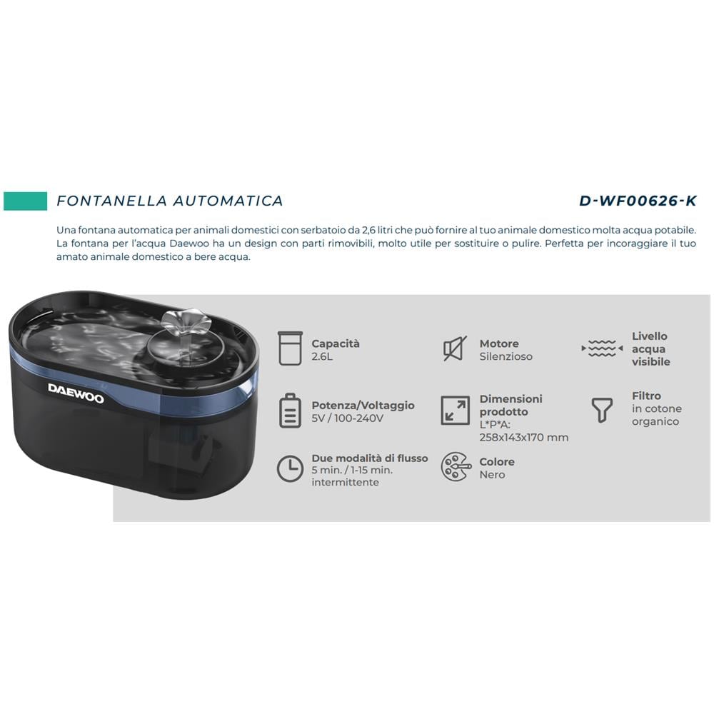 Smart Pet Fontana per Cani e Gatti Nero Capacità 2,7 Litri - Foto 2