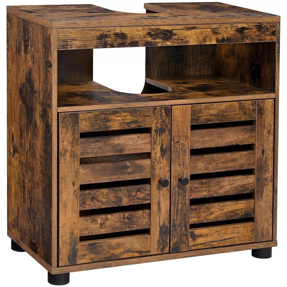 Mobiletto da bagno rustico marrone sottolavabo in stile loft | durevole - Foto 1