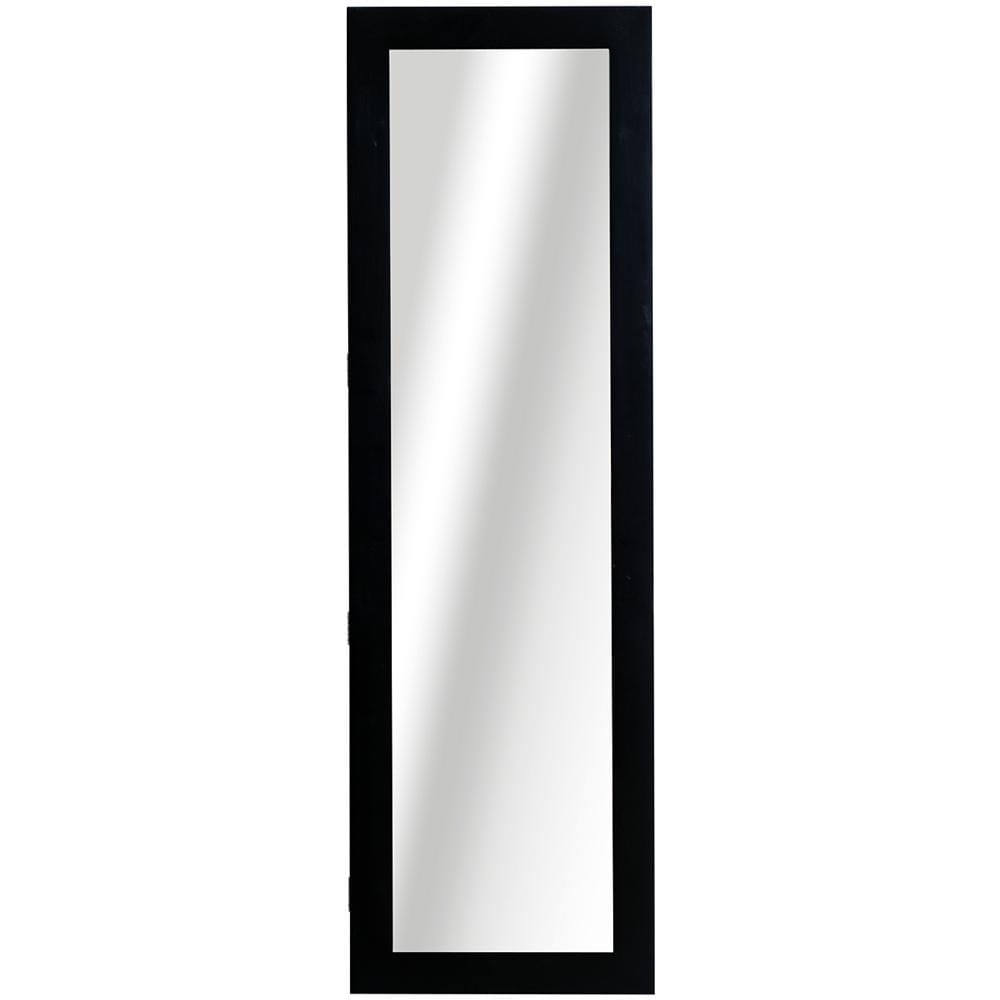Specchiera Armadio Portagioielli Da Parete In Legno Mdf, Nero, 37x9.5x121cm - Foto 3