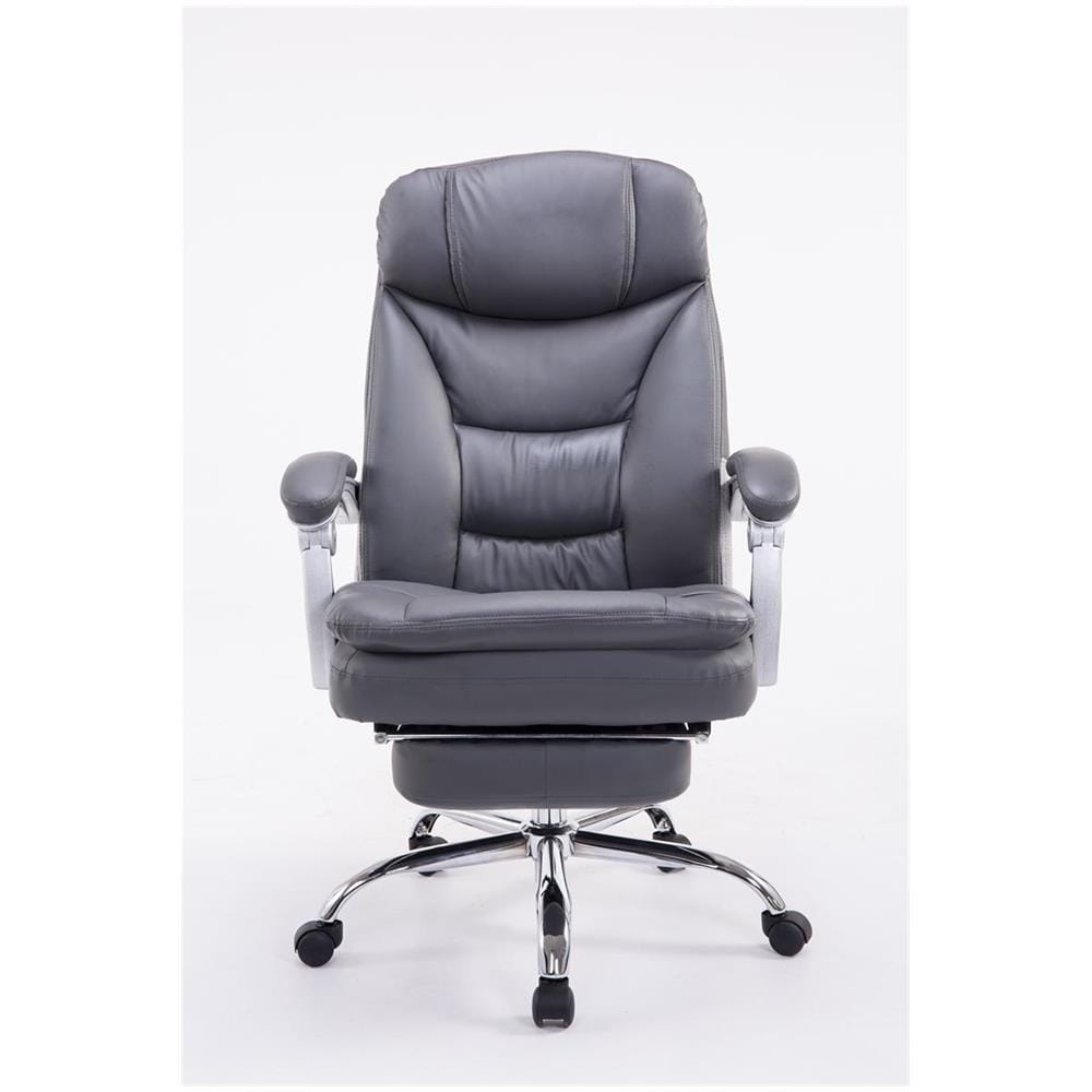 Sedia Ufficio Troy XL con Braccioli in Similpelle I Poltrona Relax Ragolabile con Poggiapiedi I Sedia Poltrona Ergonomica Carico Max 160 kg Grigio - Foto 2