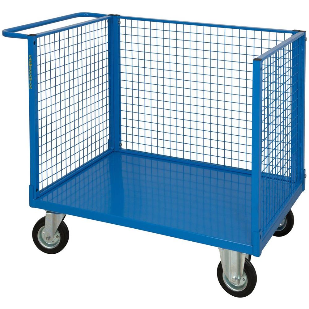 Pianale Con Tre Sponde In Rete, 4 Ruote Girevoli - Foto 1