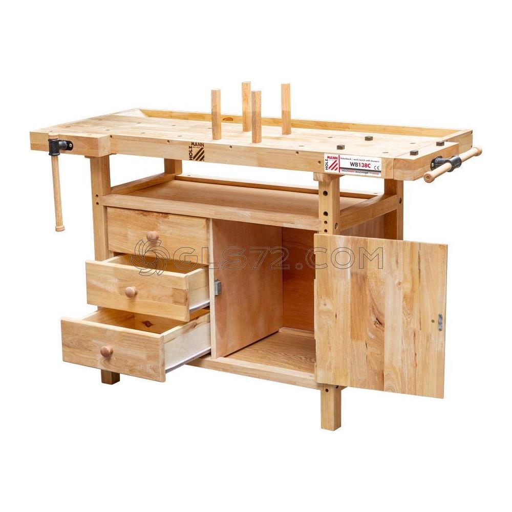 Banco Da Lavoro In Legno Officina Falegname Cassetto Morsa Holzmann Wb138c - Foto 7