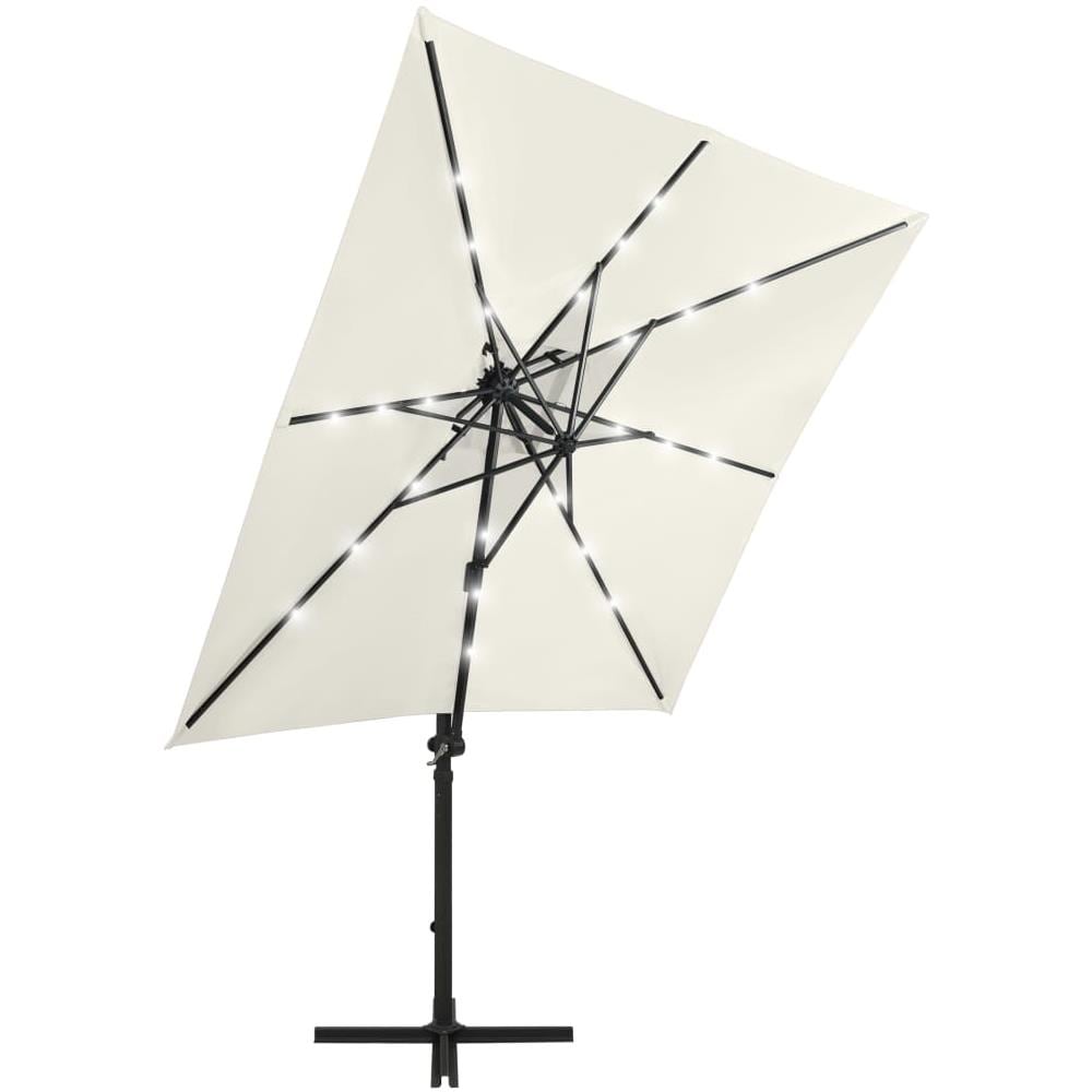 Ombrellone a Sbalzo con Palo e Luci a LED Sabbia 250 cm - Foto 3