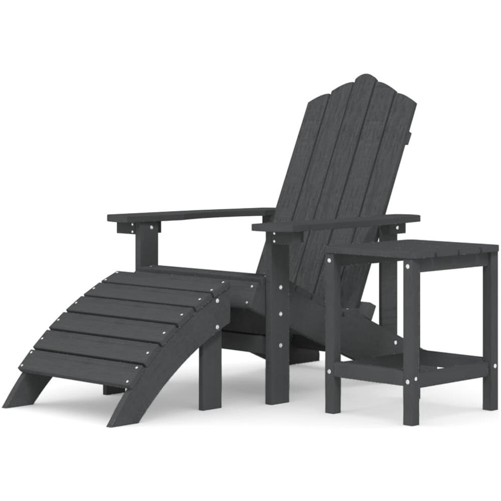 Sedia Giardino Poggiapiedi E Tavolo Adirondack Hdpe Antracite - Foto 2