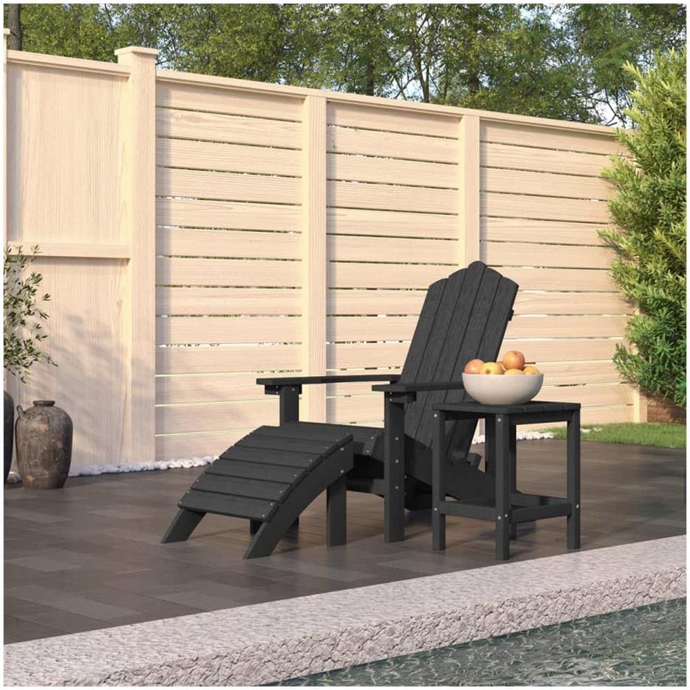 Sedia Giardino Poggiapiedi E Tavolo Adirondack Hdpe Antracite - Foto 1