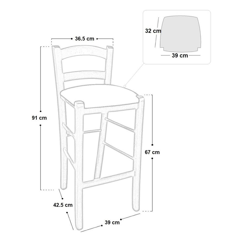 Sgabello Legno Bianco Sedile In Similpelle Tortora H67 Cm Da Terra Alla Seduta - Foto 2