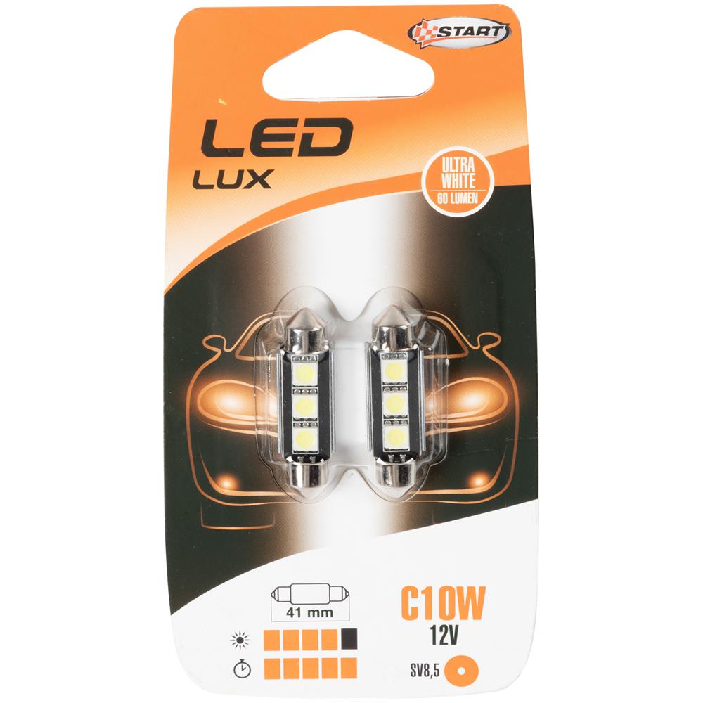 Lampadine Siluro Auto 3 Led 12v 10w Due Pezzi 41 Mm Illuminazione - Foto 1