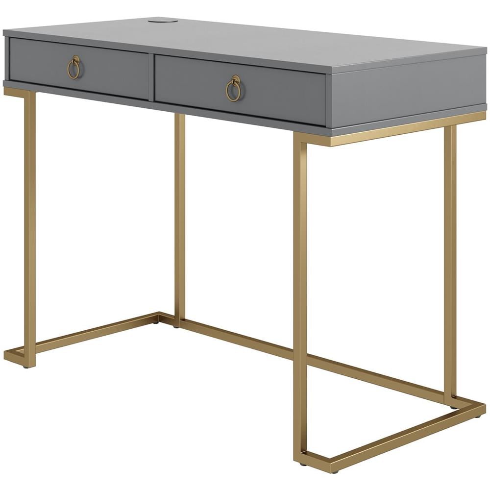 Camila Scrittoio Con 2 Cassetti In Mdf Grigio Grafite - Foto 1