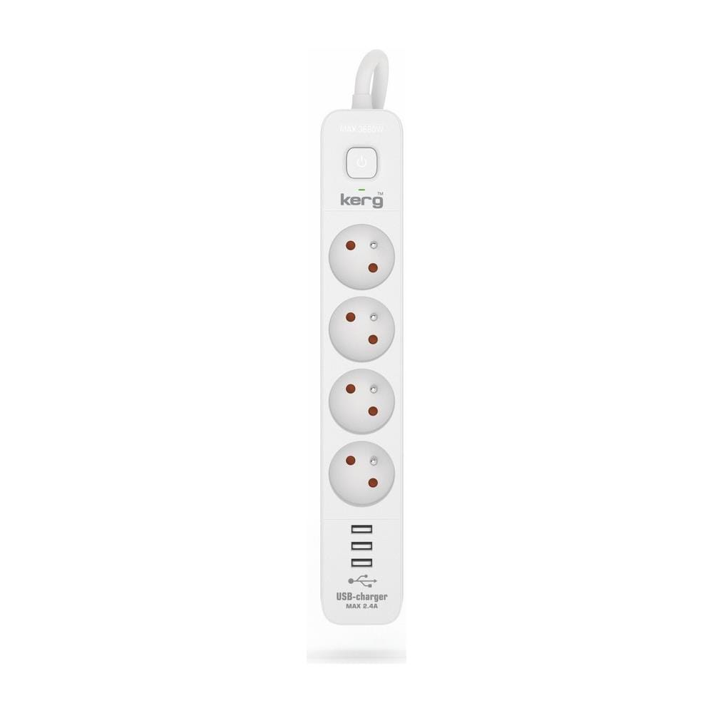Prolunga 5 Metri Multipla 4 Schuko 16a + 3 Usb 2.4a White Con Spina Schuko - Foto 2