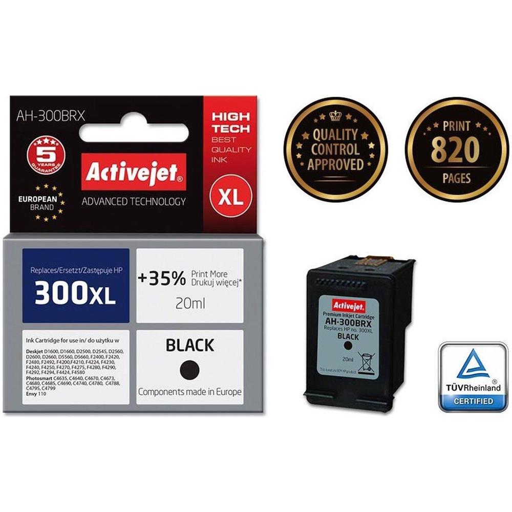 Inchiostro Activejet Ah-300brx (sostituisce Hp 300xl Cc641ee; Premium; 20 Ml; Nero) - Foto 1
