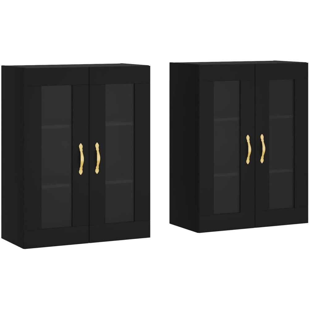 Armadietti A Parete 2 Pz Neri In Legno Multistrato - Foto 1