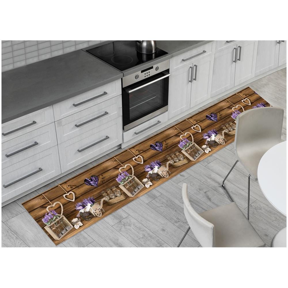 Tappeto Passatoia Cucina Antiscivolo Stampa Digitale Dis. Lavanda Cuor Carretto 50x280 Lavanda - Foto 1