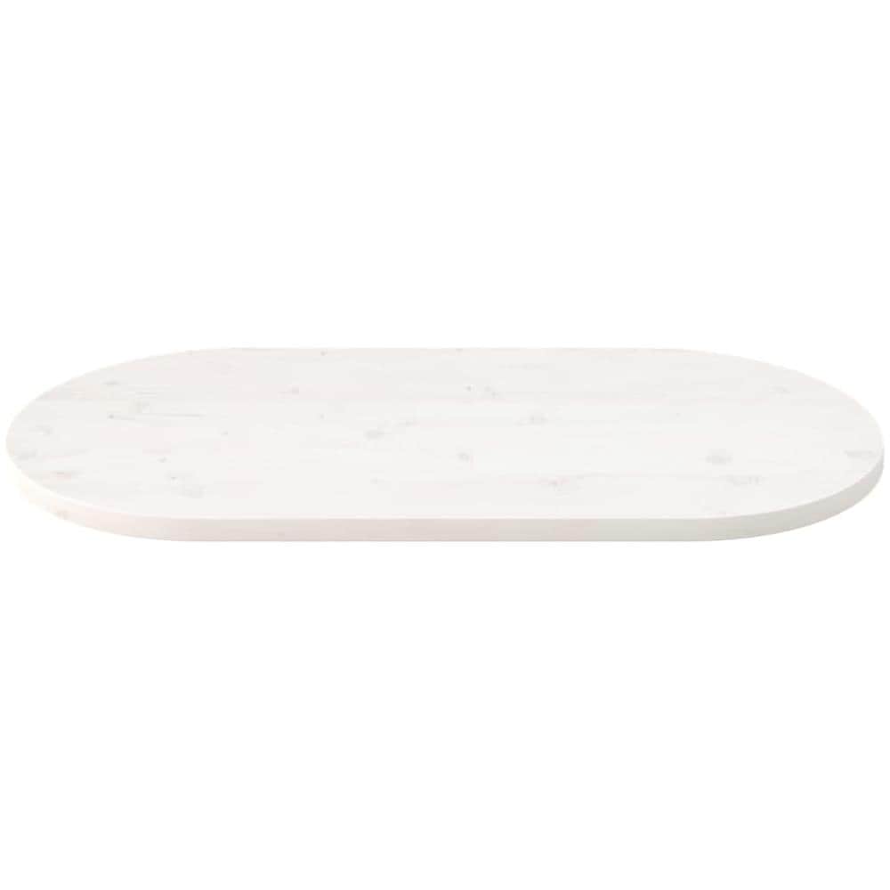 Piano Tavolo Bianco 90x45x2,5cm In Legno Massello Di Pino Ovale - Foto 3