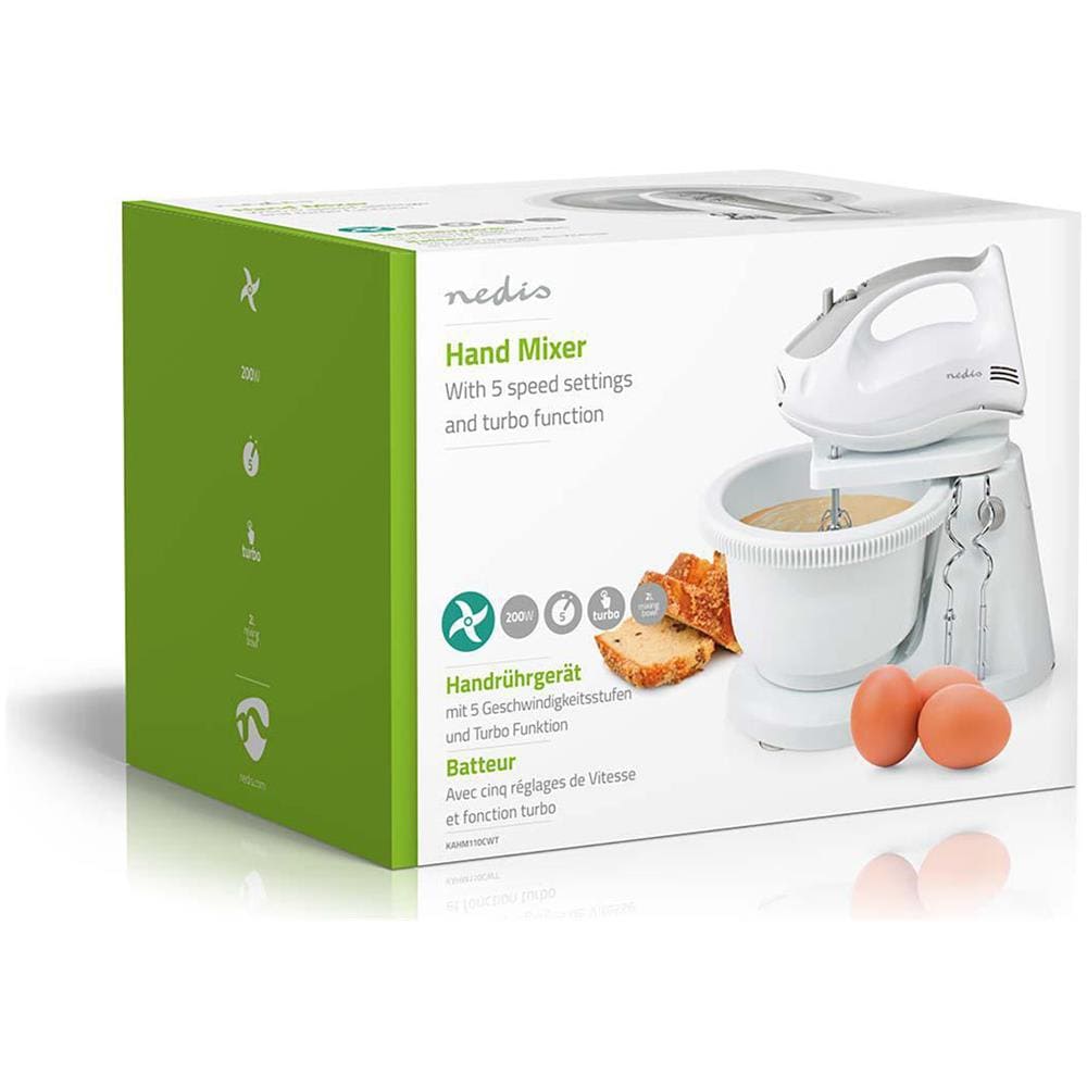 Sbatitore Manuale KAHM110CWT con Ciotola 2 Litri 5 Livelli Velocità + Turbo Potenza 200 W Colore Grigio/Bianco - Foto 10