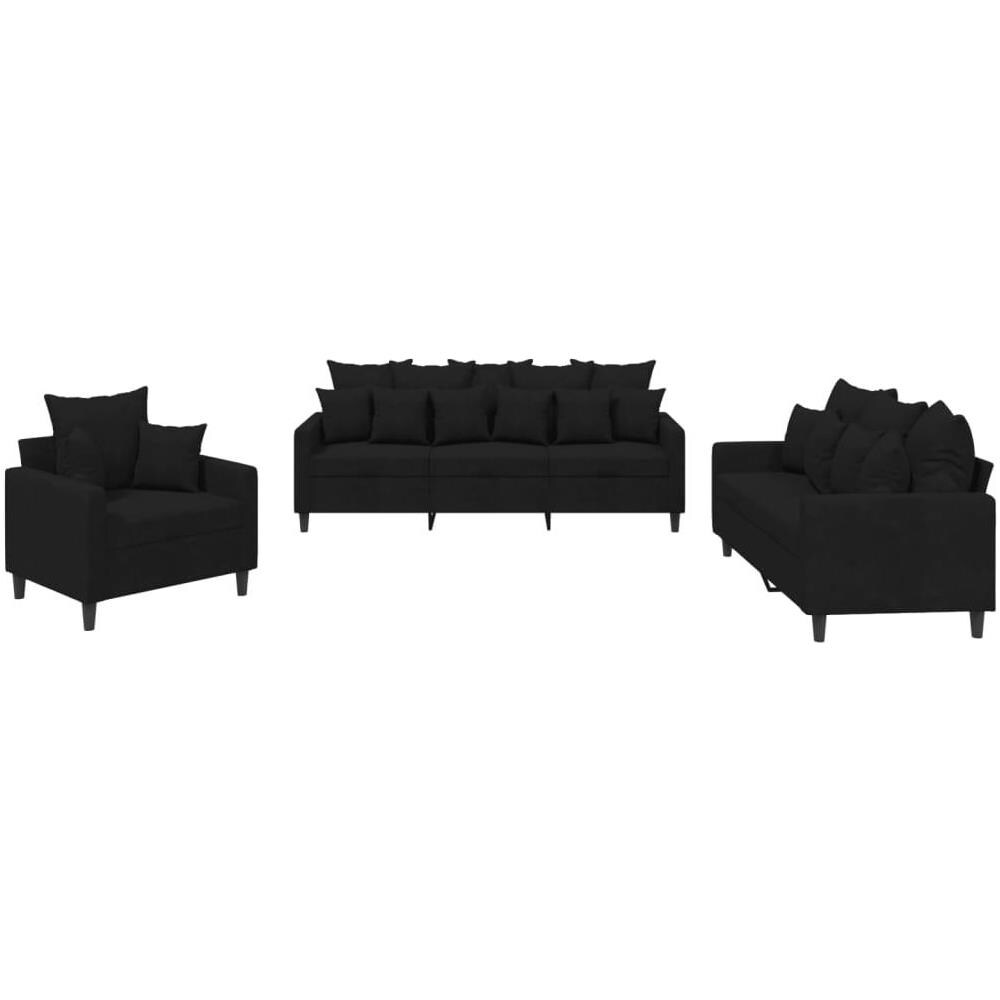 Set di Divani 3 pz con Cuscini Nero in Velluto - Foto 1
