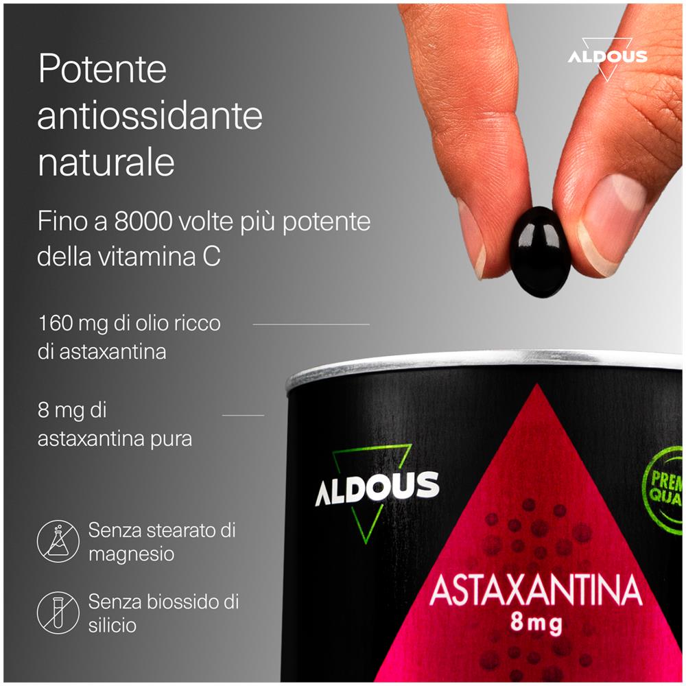 Astaxantina naturale pura 8 mg - 160 mg di olio ricco di astaxantina - 120 perle - Foto 2