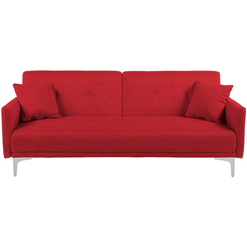 Divano Letto Moderno 3 Posti In Tessuto Rosso Lucan - Foto 1