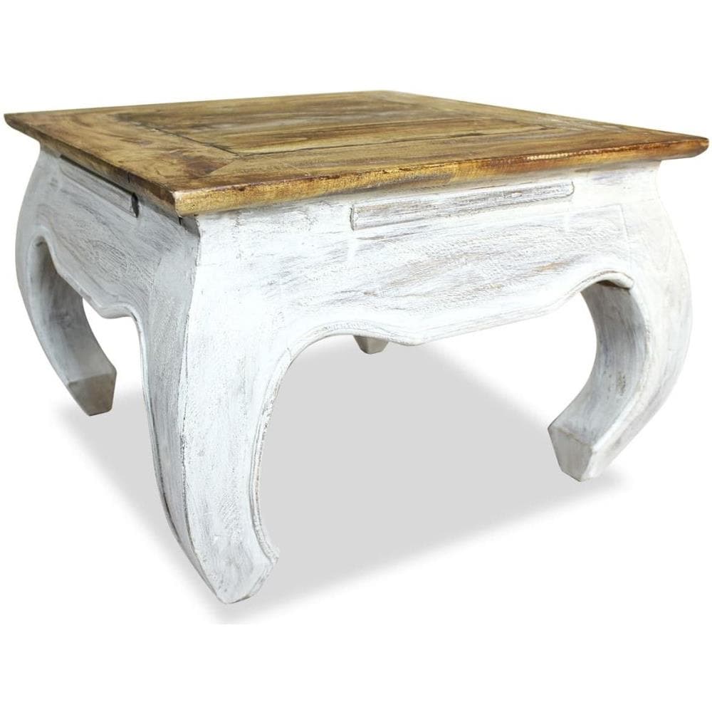 Tavolino Laterale In Legno Massello Di Recupero 50x50x35 Cm - Foto 1