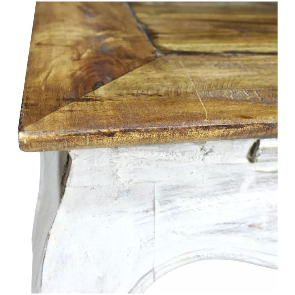 Tavolino Laterale In Legno Massello Di Recupero 50x50x35 Cm - Foto 3