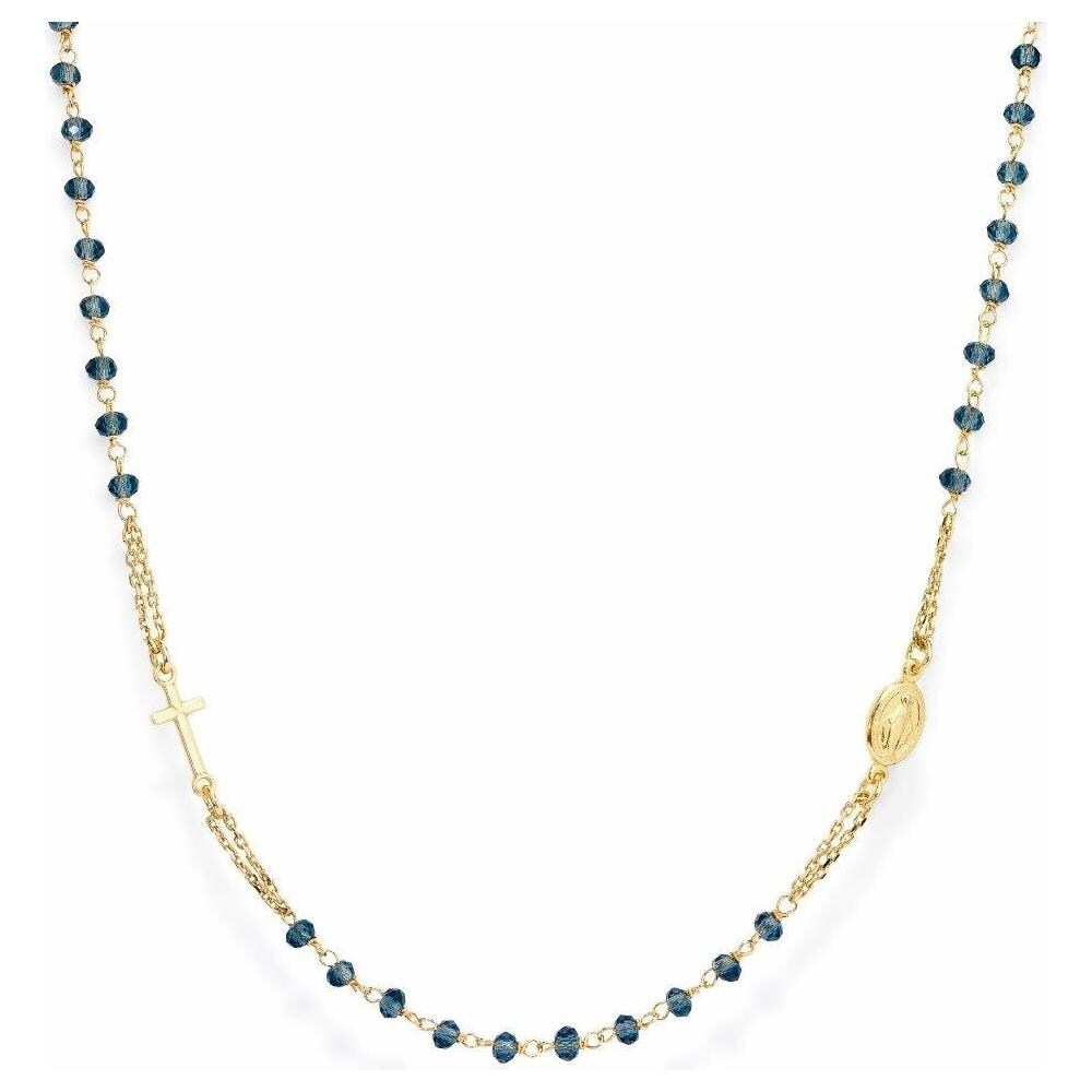 Collana In Argento 925 - Collezione Rosari - Colore Oro - Misura Unica Rosario Girocollo Cristalli Blu - Foto 1
