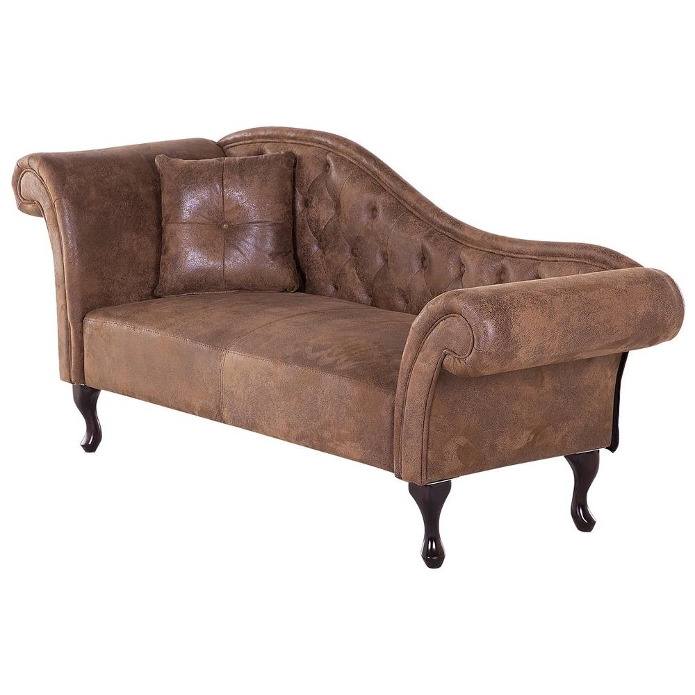 Chaise-longue In Scamosciato Sintetico Marrone Sinistra Lattes - Foto 2