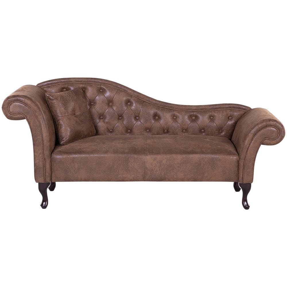 Chaise-longue In Scamosciato Sintetico Marrone Sinistra Lattes - Foto 1