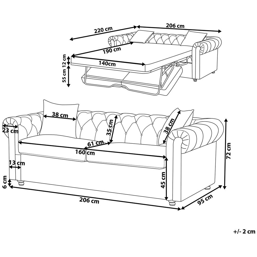 Divano Letto A 3 Posti Di Velluto Color Verde Scuro Chesterfield - Foto 2