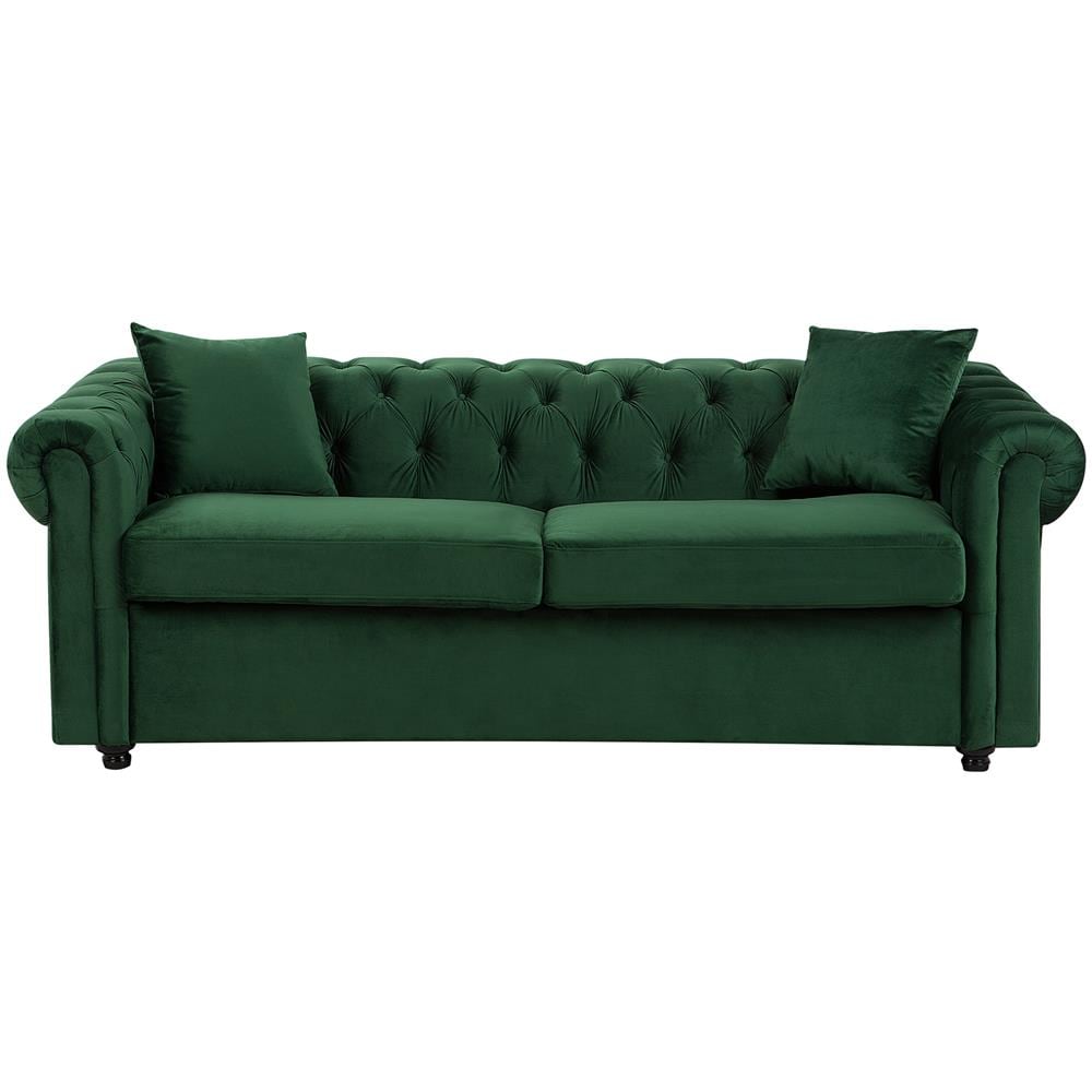 Divano Letto A 3 Posti Di Velluto Color Verde Scuro Chesterfield - Foto 1