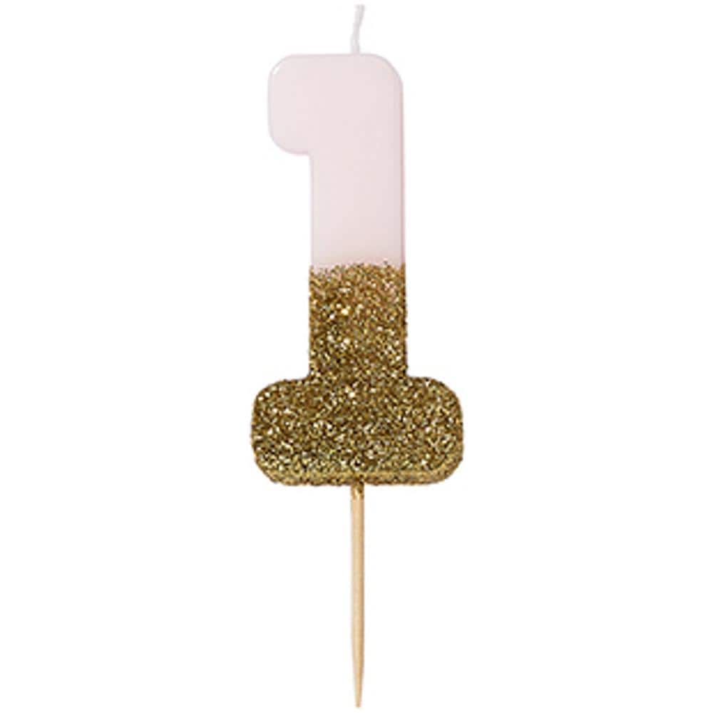 Talking Tables - Candelina Numero 1 Rosa E Oro - Foto 1