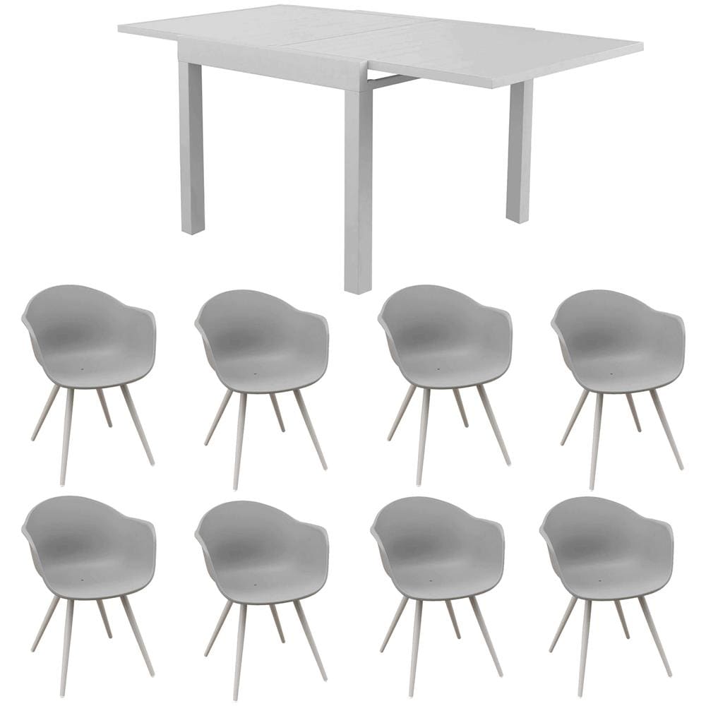 Jerri - Set Tavolo In Alluminio Cm 90/180 X 90 X 75 H Con 8 Poltrone Dynamo - Foto 1