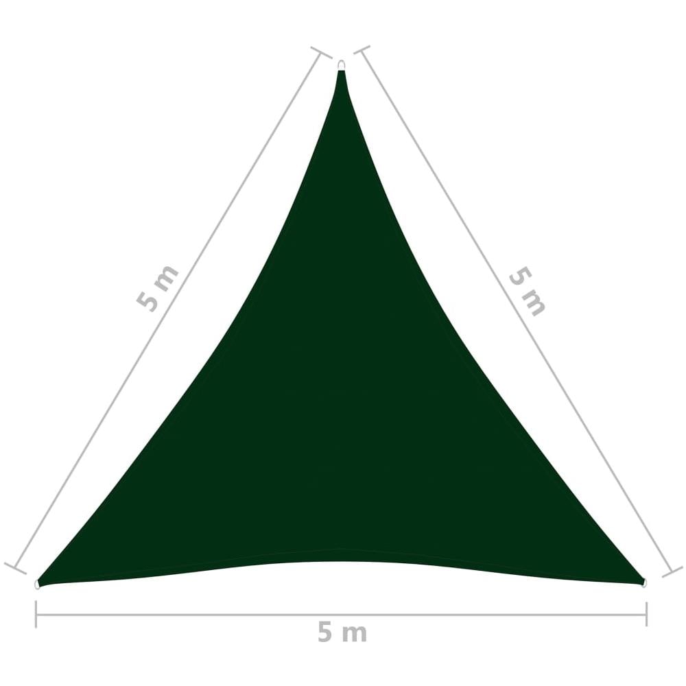 Parasole a Vela Tessuto Oxford Triangolare 5x5x5 m Verde Scuro - Foto 6