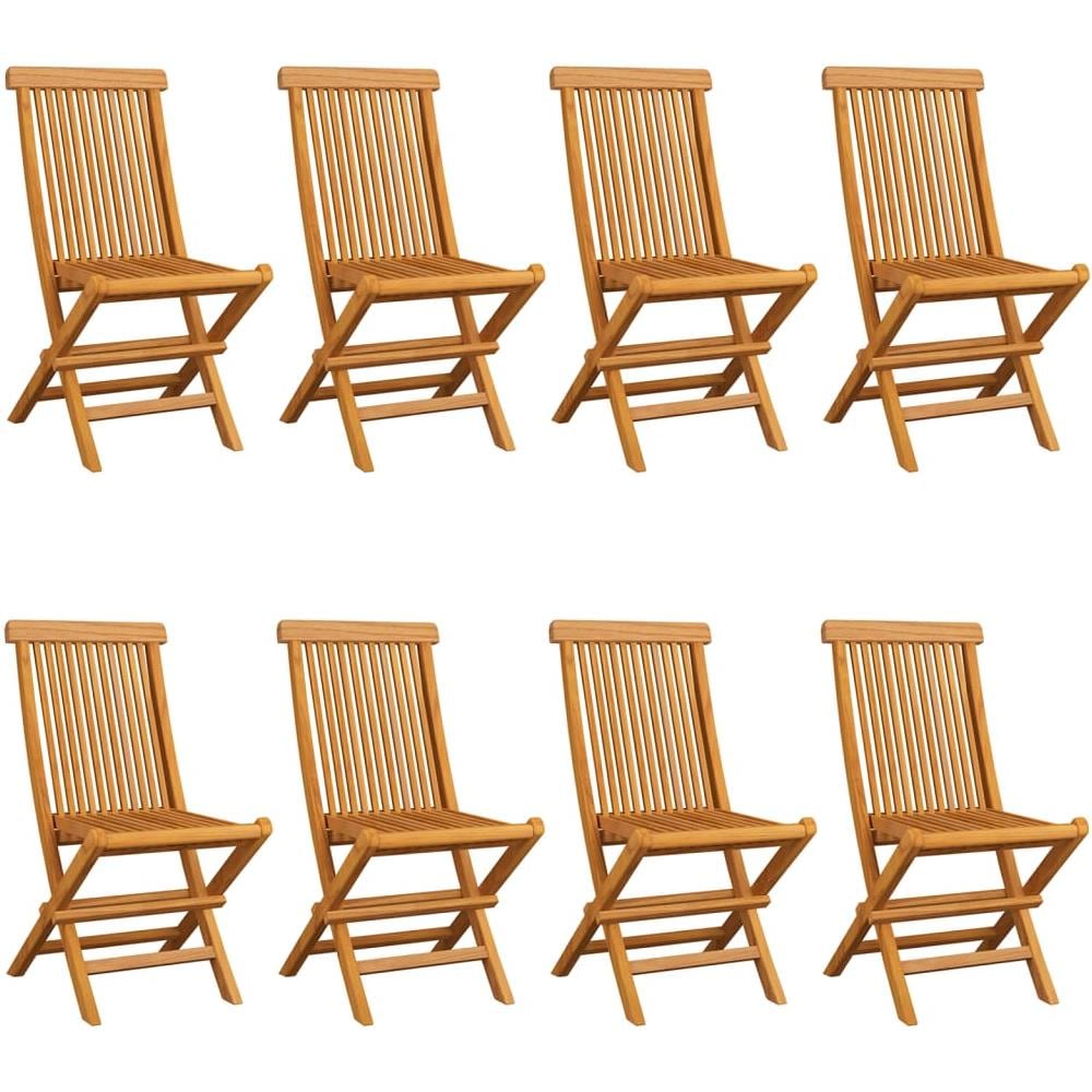 Sedie da Giardino con Cuscini Rosso Vino 8 pz Massello di Teak - Foto 3