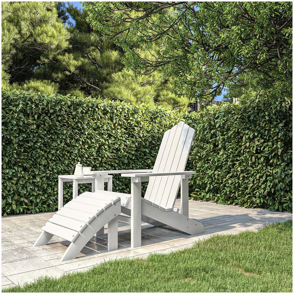 Sedia da Giardino Adirondack con Poggiapiedi Bianca HDPE - Foto 1