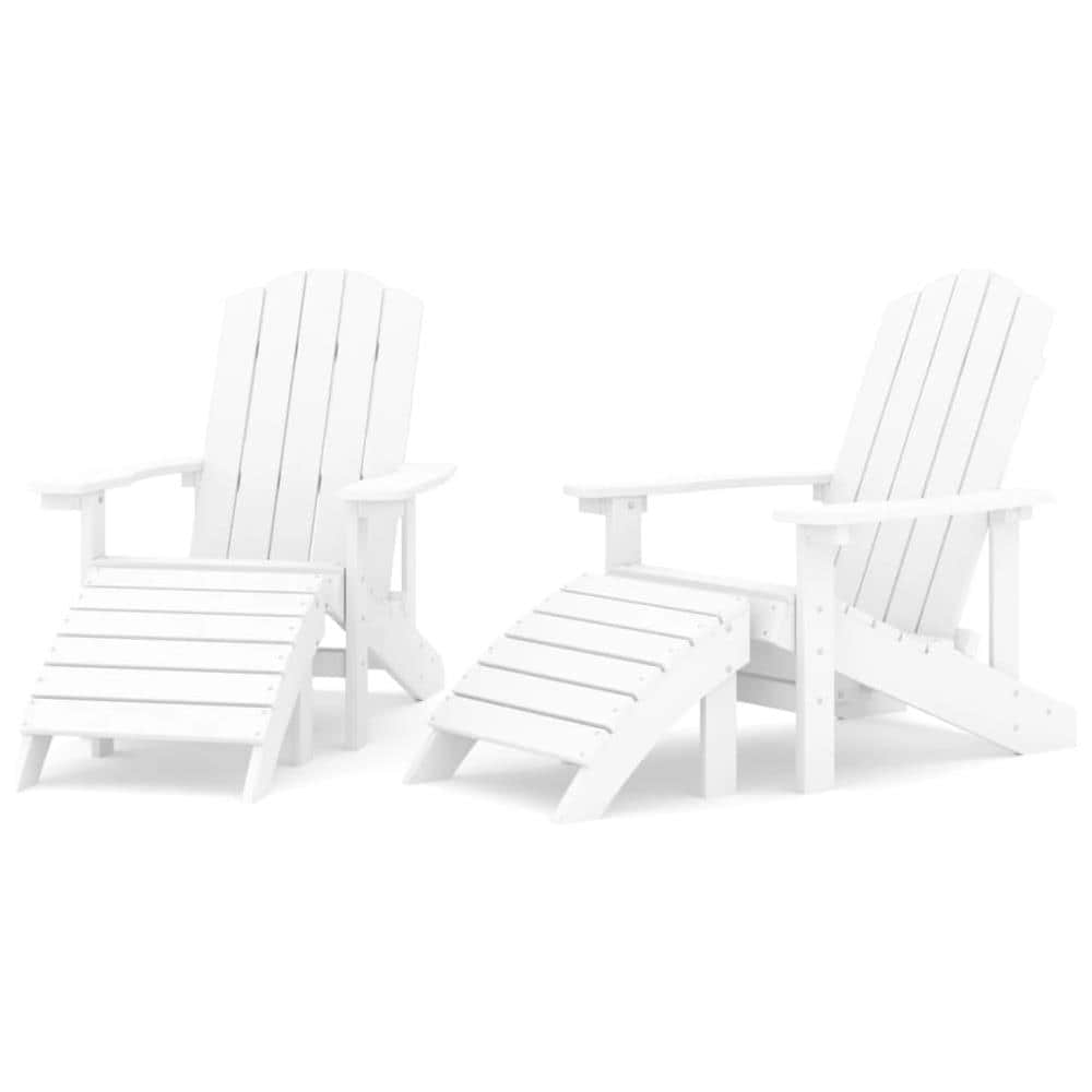 Sedie Da Giardino Adirondack 2 Pz Con Poggiapiedi Hdpe Bianco - Foto 2