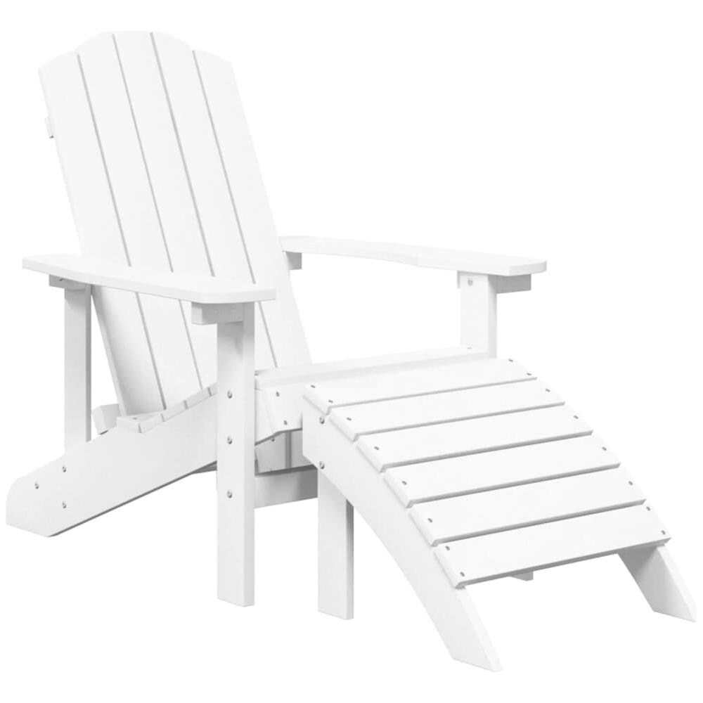 Sedie Da Giardino Adirondack 2 Pz Con Poggiapiedi Hdpe Bianco - Foto 3